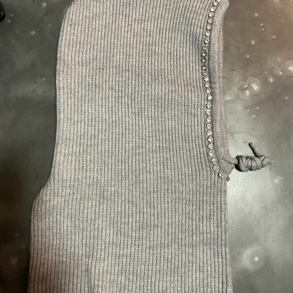 Aldo Gray Rhinestone Trim Knit Balaclava NWOT